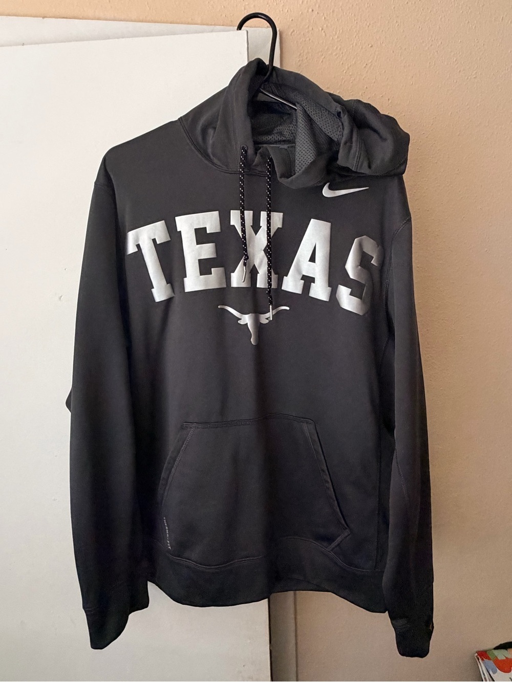 Texas Longhorns Hoodie Men L Black Nike Therma-Fit Pullover Sweatshirt NCAA